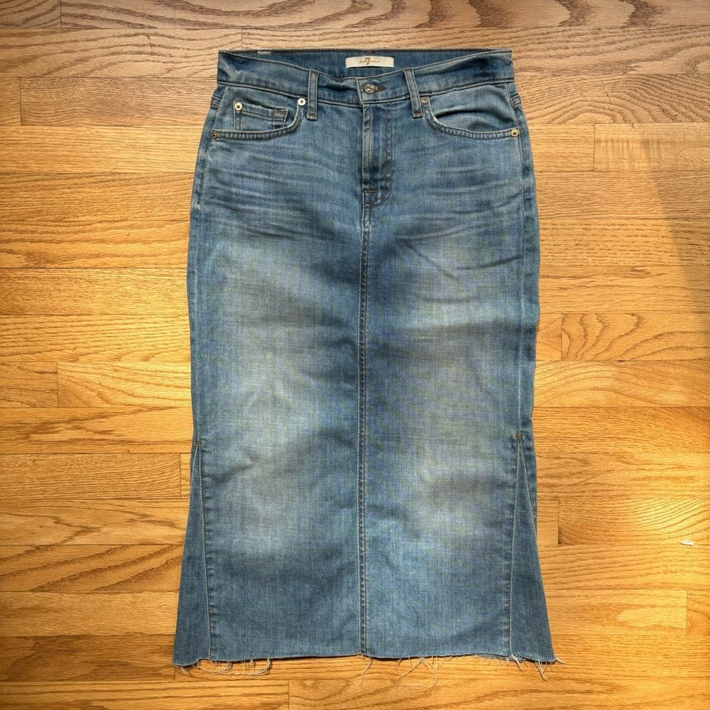 7 For All Mankind Jean Denim Midi Skirt 25